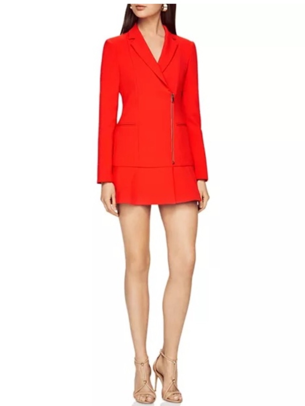 BCBGMaxazria Aryn Zip Front Blazer Dress Red XS